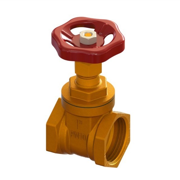 Brass full-bore gate valve PN10 with handwheel FEMALE-FEMALE