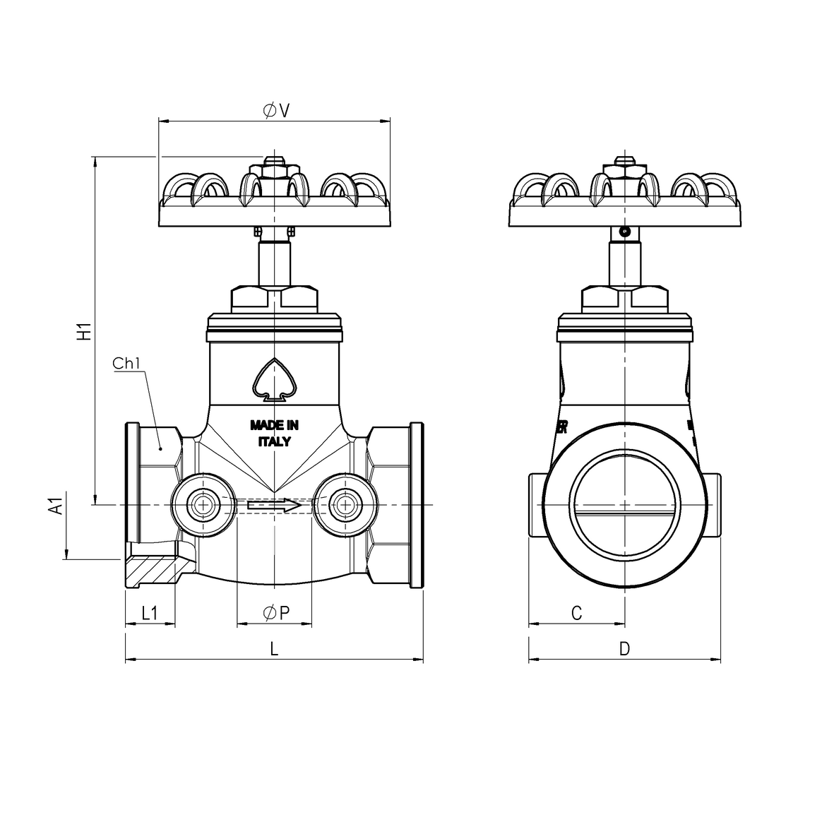 Rubinetto di arresto in bronzo unidirezionale tipo pesante F-F