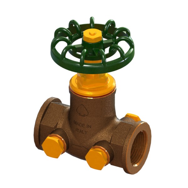 Rubinetto di arresto in bronzo unidirezionale tipo pesante con 4 scarichi laterali F-F