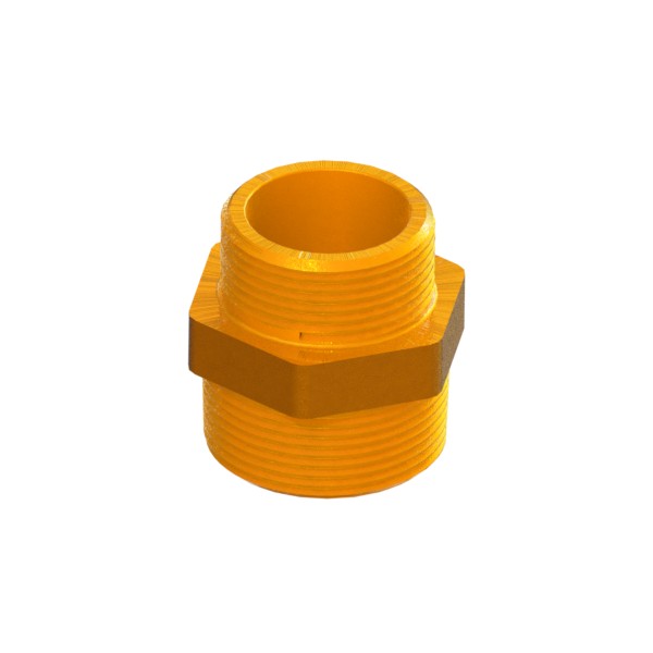 Threaded brass nipple EN ISO 228-1 reduced, long type, G1-1/4” x R1-1/2” MALE-MALE