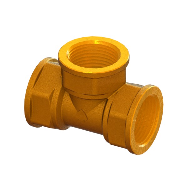 Threaded brass triple fitting EN ISO 10226 (ex ISO 7/1), heavy execution, FEMALE-FEMALE-FEMALE