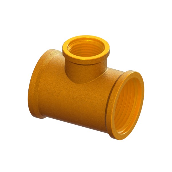 Threaded brass triple fitting EN ISO 228-1 with reduced central connection FEMALE-FEMALE-FEMALE