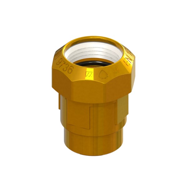 Compression fitting in CR brass for PE PN16 pipe special sizes, PE-FEMALE