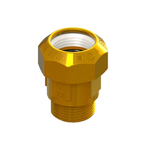 Compression fitting in CR brass for PE PN16 pipe special sizes, PE-MALE