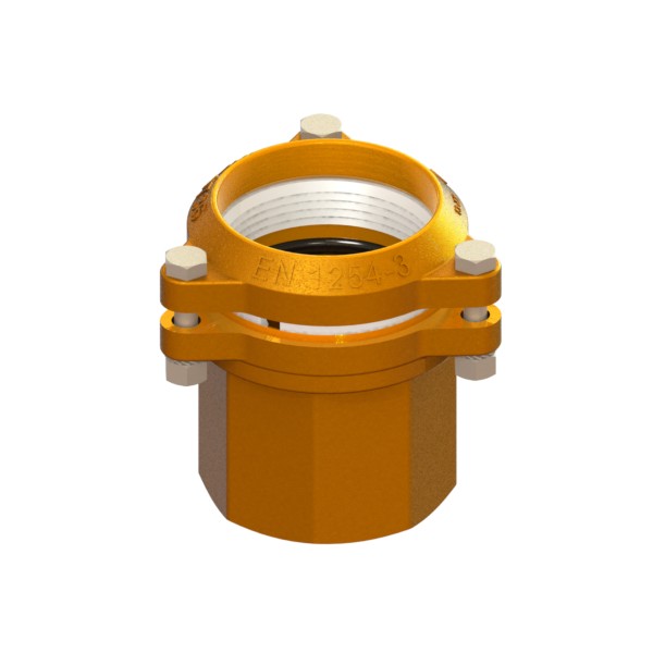 Compression fitting for PE PN16 pipe, with stainless steel screw stays PE-FEMALE