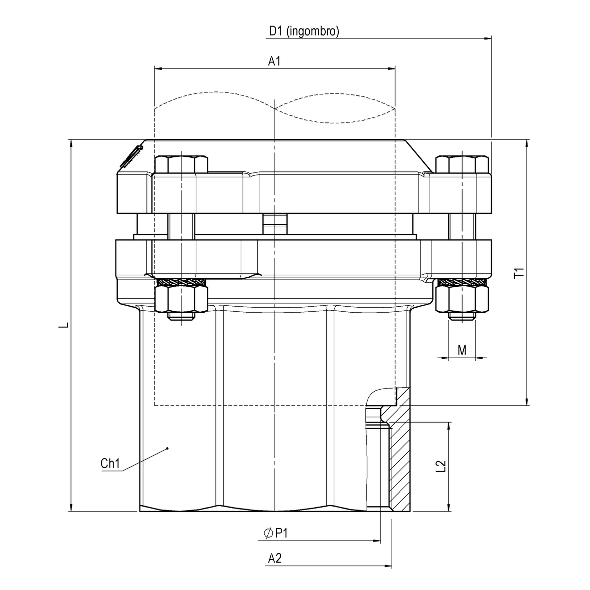 Raccordo a serraggio meccanico per tubo PE PN16 con tiranti inox PE-F