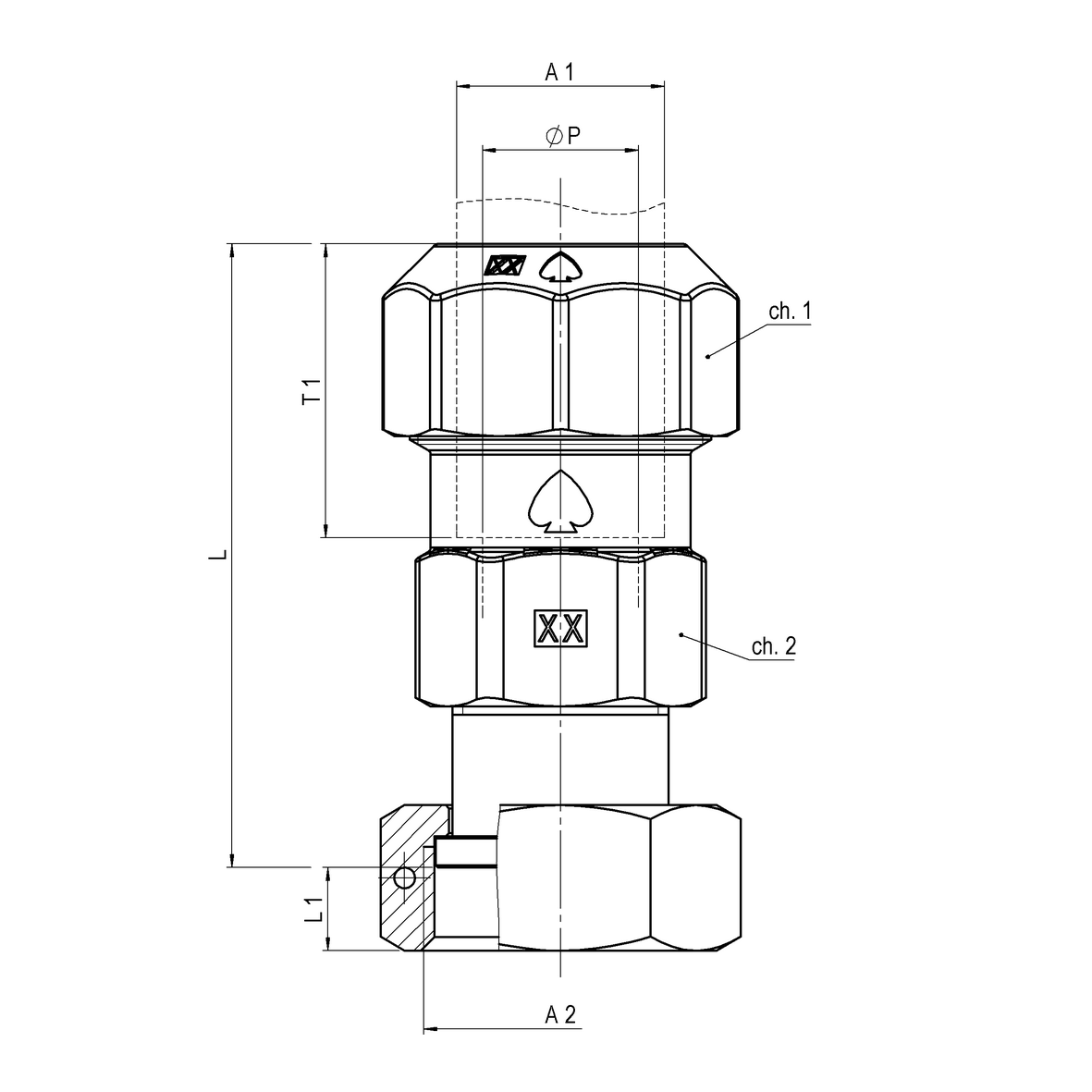 Raccordo a serraggio meccanico per tubo PE PN16 per contatore acqua PE-GI