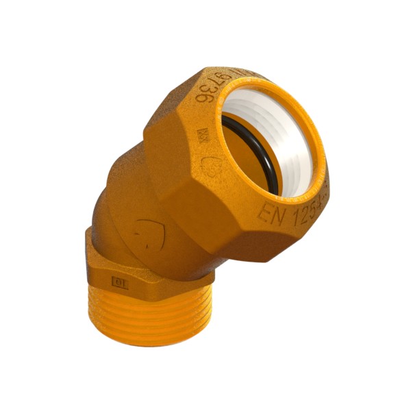 45° elbow compression fitting for PE PN16 pipe, PE-MALE