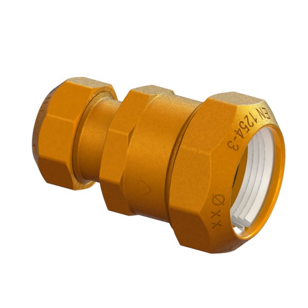 Compression fitting for PE PN16 pipe, double, special sizes, PE-PE