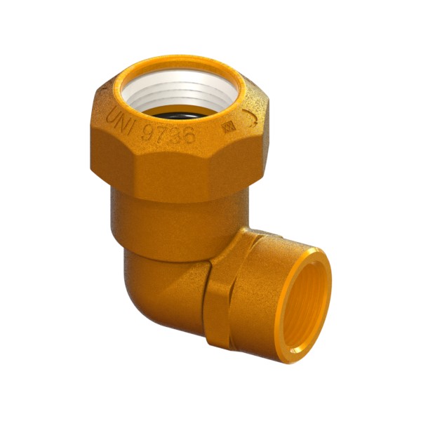 Right-angle compression fitting for PE PN16 pipe, special sizes, PE-FEMALE