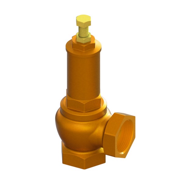 Brass spring safety valve with piped outlet with metal seal FEMALE-FEMALE