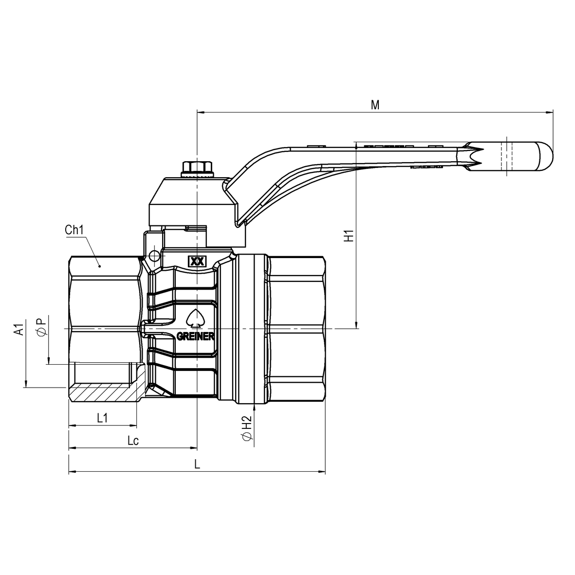 Valvola a sfera per gas a passaggio ridotto serie normale con maniglia gialla sigillabile F-F