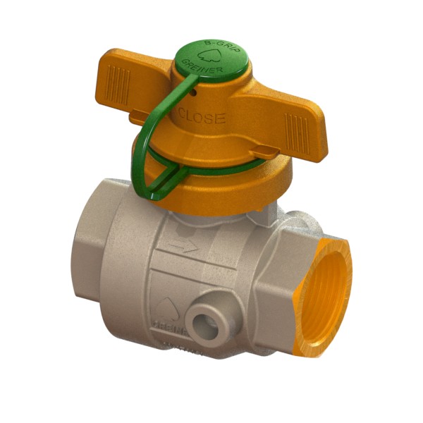 Water full-bore ball valve, standard series, Full Ball model with tamper-proof B-Grip T-handle, FEMALE-FEMALE