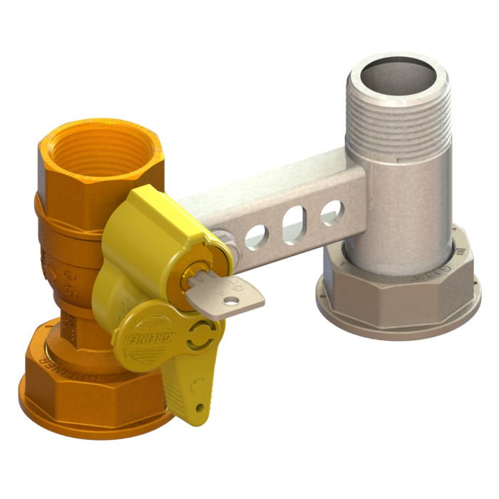 Mensola per contatore gas I=110 valvola in entrata con serratura 301÷340 cannotto in uscita F-GI-M