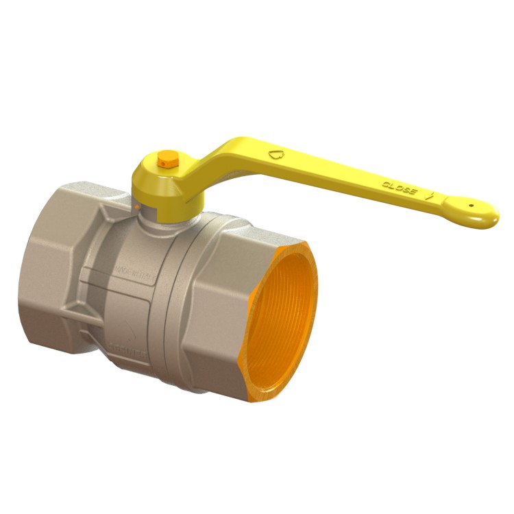 Gas reduced-bore ball valve, standard series, with sealable yellow handle and screw FEMALE-FEMALE