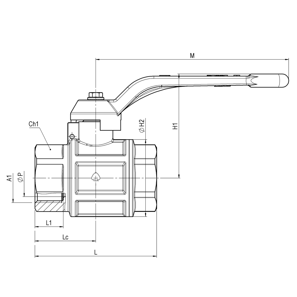 Water full-bore, bronze ball valve, heavy execution, with handle FEMALE-FEMALE