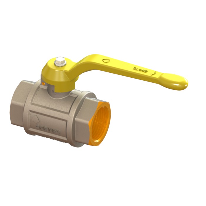 Gas full-bore ball valve, heavy execution, with yellow handle FEMALE-FEMALE