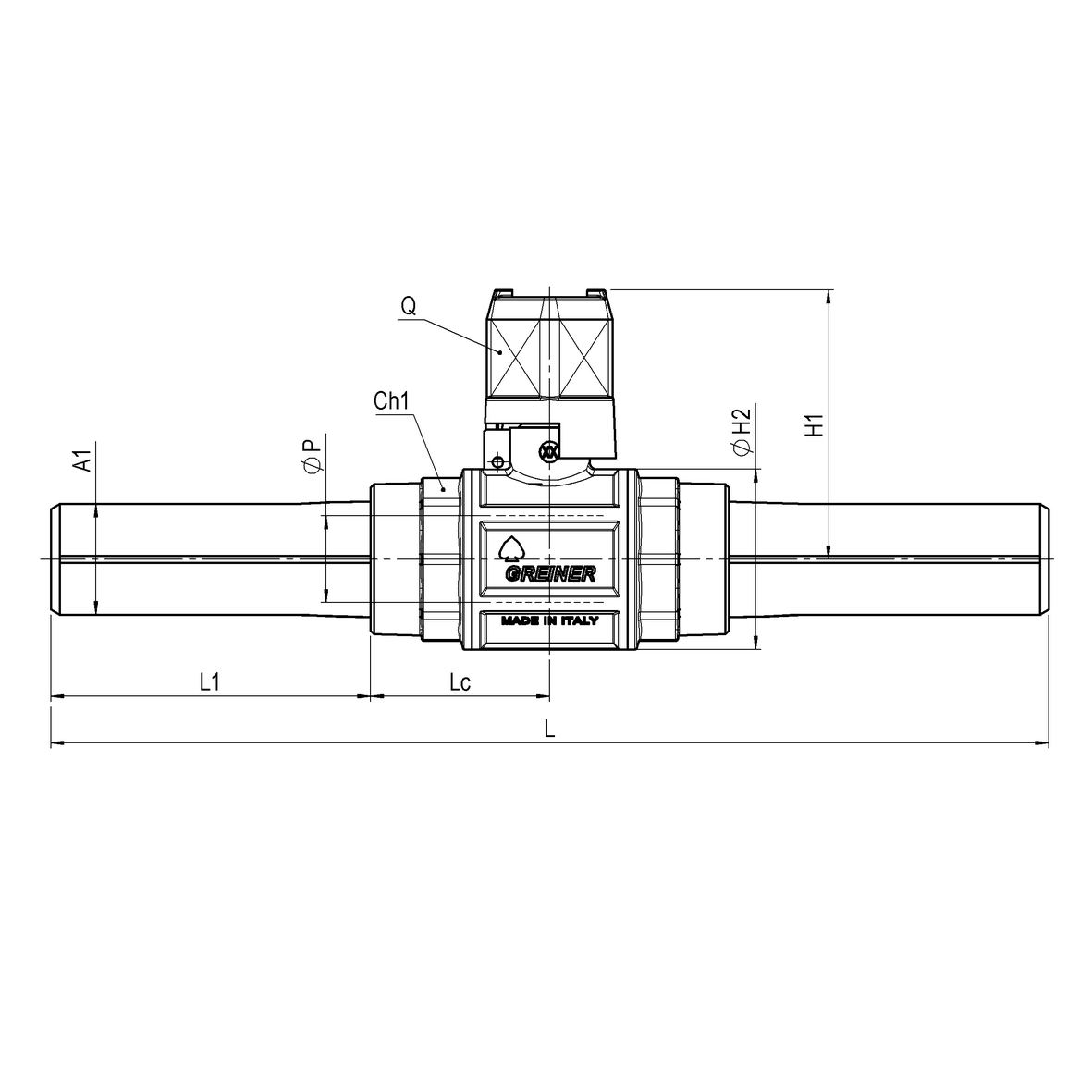 Valvola a sfera acqua a passaggio totale pesante per tubo PE a saldare con cappellotto troncopiramidale PE-PE