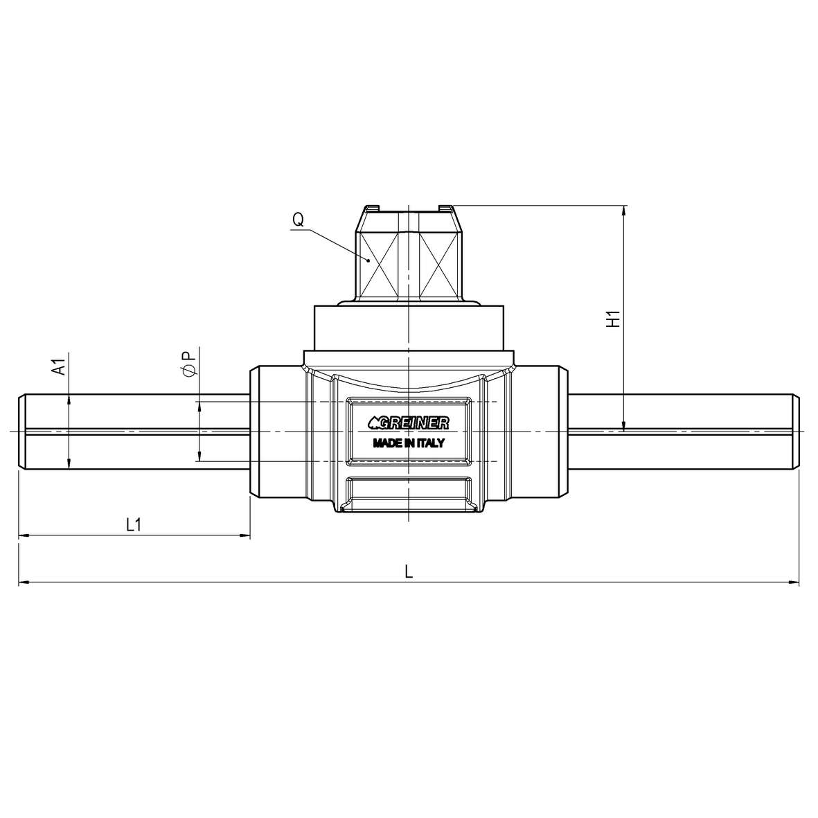 Valvola a sfera acqua a passaggio totale pesante rivestita in PUR per tubo PE a saldare con cappellotto troncopiramidale PE-PE