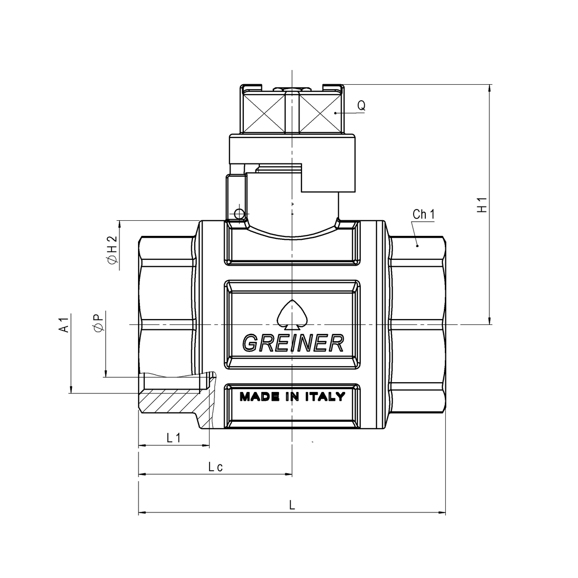Valvola a sfera per acqua a passaggio totale serie pesante con cappellotto quadro F-F