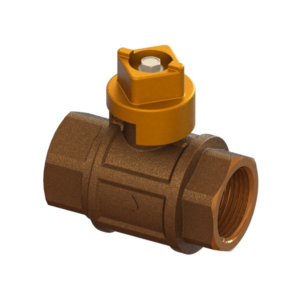 Valvola a sfera in bronzo per acqua a passaggio totale serie pesante con cappellotto quadro F-F