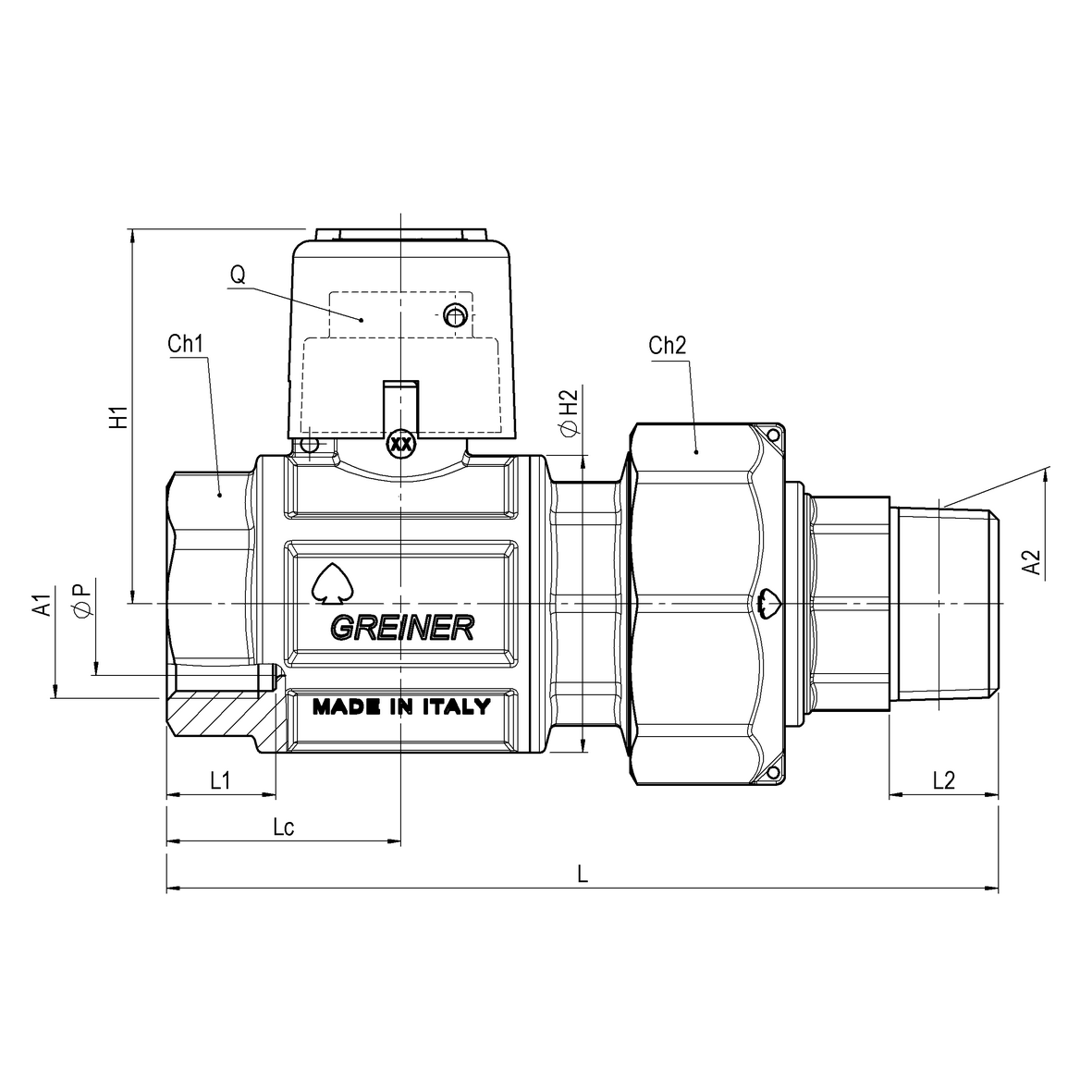 Valvola a sfera gas a passaggio totale serie pesante con giunto dielettrico con cappuccio giallo sig. F-M Bocchettone