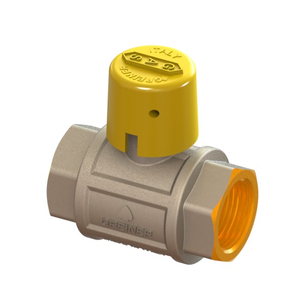 Gas full-bore ball valve, heavy execution, automatic lock on closing, with yellow sealable cap FEMALE-FEMALE