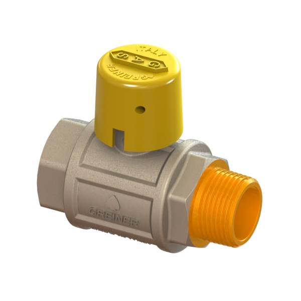 Gas full-bore ball valve, heavy execution, with yellow sealable cap MALE-FEMALE