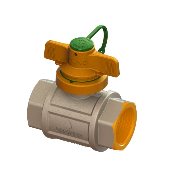 Valvola a sfera per acqua a passaggio totale serie pesante con farfalla antimanomissione B-Grip F-F