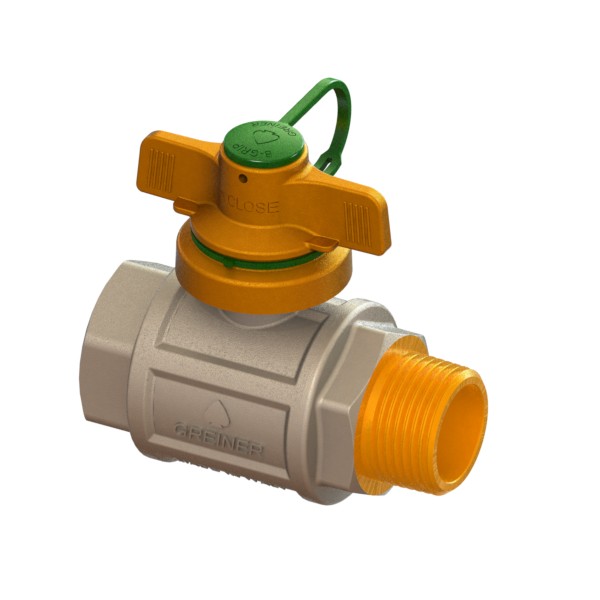 Valvola a sfera per acqua a passaggio totale serie pesante con farfalla antimanomissione B-Grip M-F