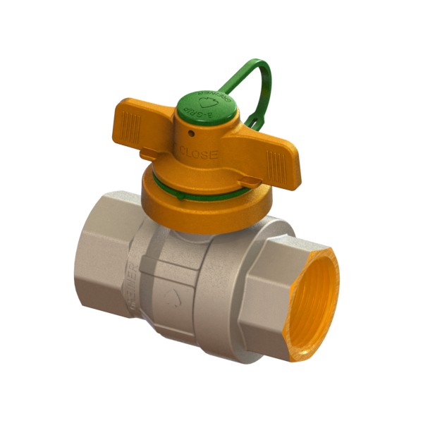 Valvola a sfera per acqua a passaggio totale serie normale con farfalla antimanomissione B-Grip F-F