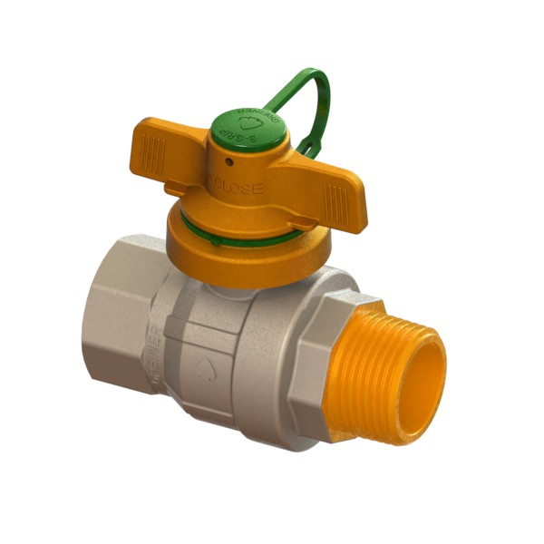 Water full-bore ball valve, standard series, with tamper-proof B-Grip T-handle, MALE-FEMALE