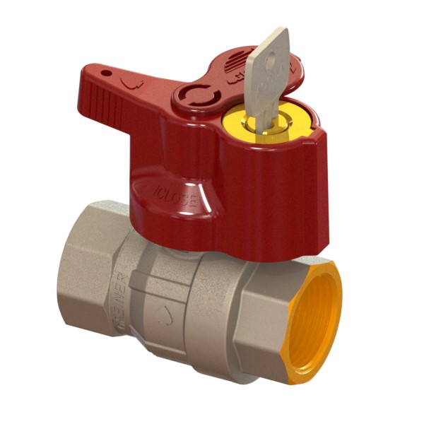 Valvola a sfera acqua a passaggio totale normale con serratura di morosità con blocco automatico 0901 con farfalla rossa F-F