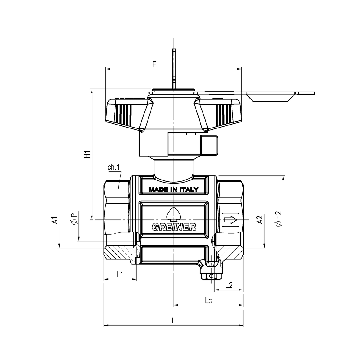Water full-bore ball valve, heavy execution, with adjustable survival device, with lock 651 to 685, FEMALE-FEMALE