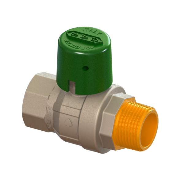 Water full-bore ball valve, standard series, with green sealable cap MALE-FEMALE