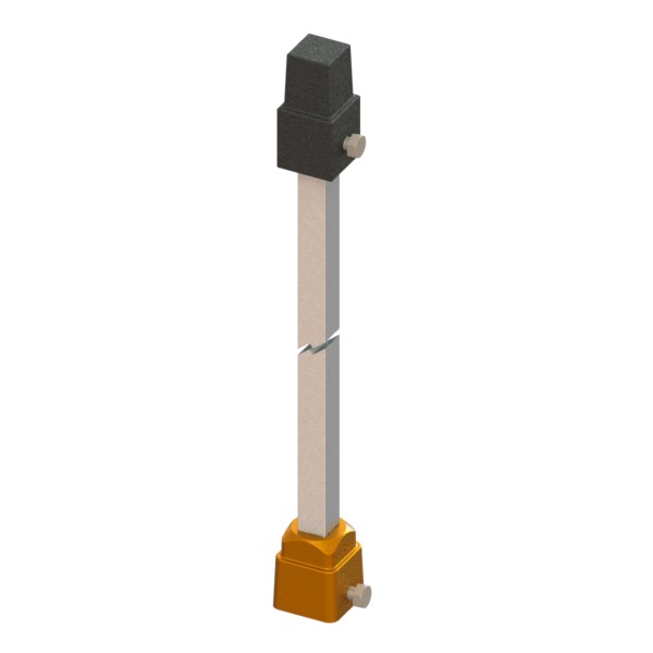 Handling axle with iron square 18 with square 30 cap and square 25 sleeve, with lock screw, for underground 800 mm