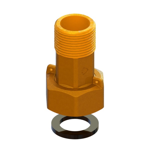 Single fitting kit for water meter with flat seat, sealable nut and gasket, MALE-MOVING NUT