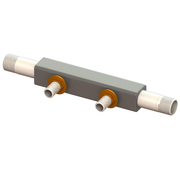 Stainless steel manifold pipe with PUR coating for Mini- and Micro-Pratick drain well, with 2 branches with male connections