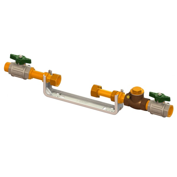 Bracket for multi-jet water meter DN15 L=110-145 with zinc-coated steel fixed pulling-safe bracket  including valves