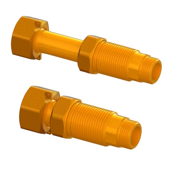 Raccordo telescopico antisfilamento per contatore acqua tipo lungo con sede piana dado sigillabile M-Girello