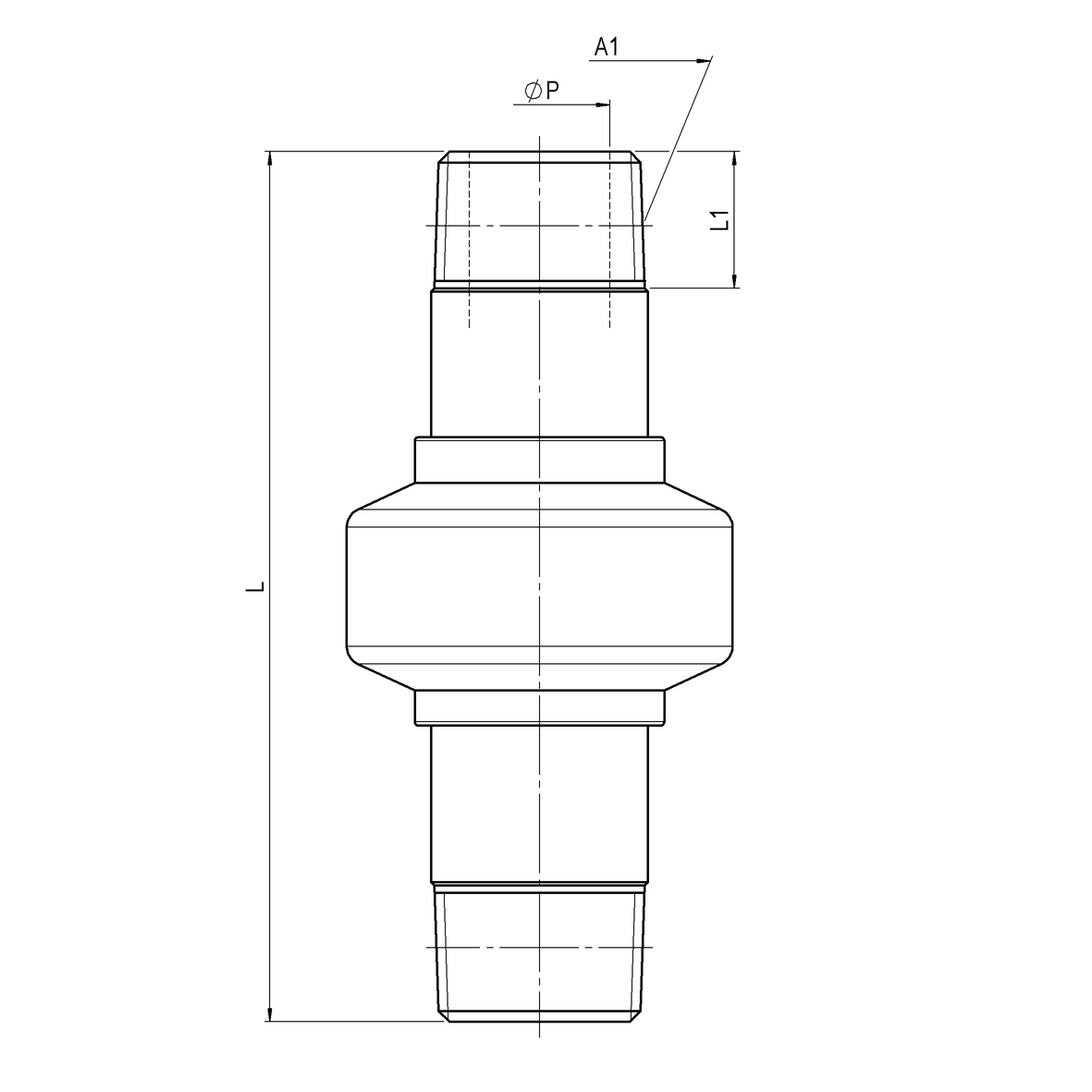 Giunto dielettrico monoblocco in acciaio per derivazioni utenze PN10 M-M